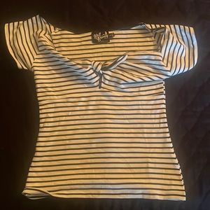 Women’s black and white striped hell bunny shirt, very cozy and warm! Size small